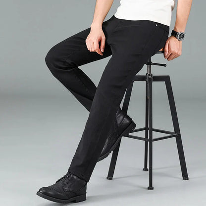 Zwarte Heren Straight Fit Jeans Stretch Stof Milan