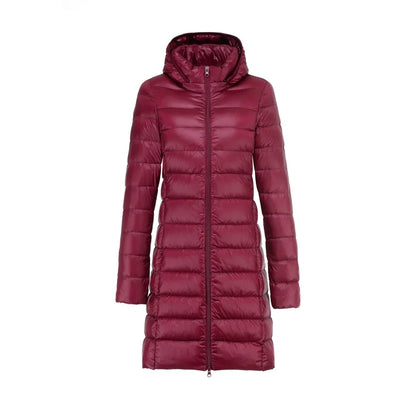 Lange Dames Donsjas met Afneembare Capuchon – Lichtgewicht & Warm
