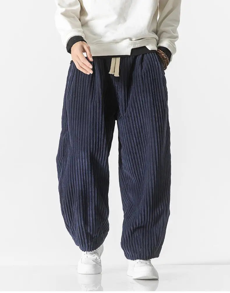 Heren ribgebreide joggingbroek – Relaxed fit met elastische tailleband