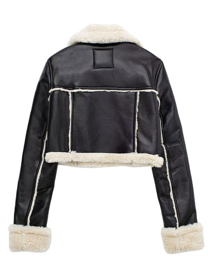 Shearling Winterjas Faux Leren Look Warm Stylish