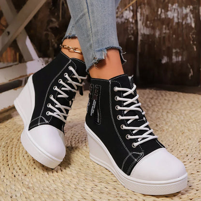 Elegante Wedge Sneaker met Ritssluiting en Verborgen Hak