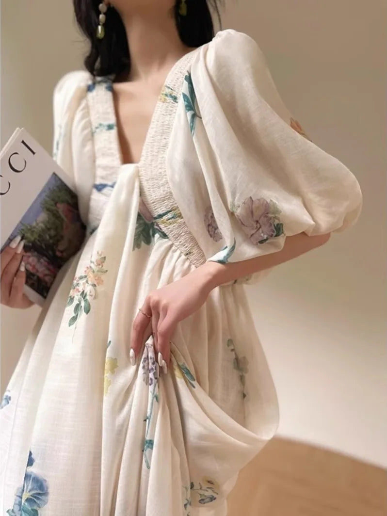 ZomerLuxe Bloemenprint Midi-Jurk
