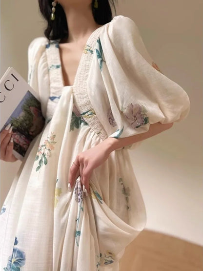 ZomerLuxe Bloemenprint Midi-Jurk