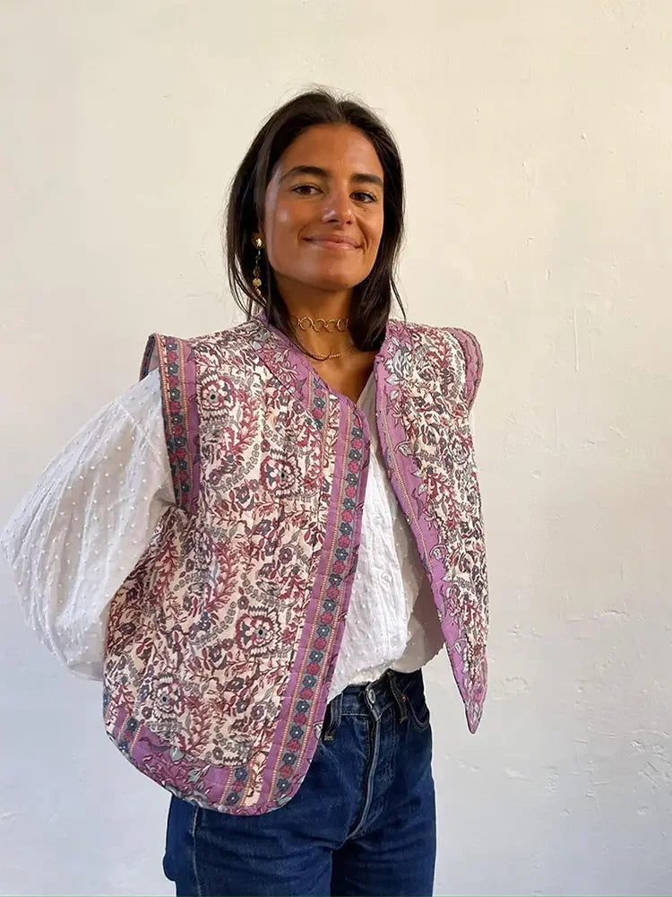 Lichtgewicht Gilet met Bloemenprint Comfortabel en Stijlvol