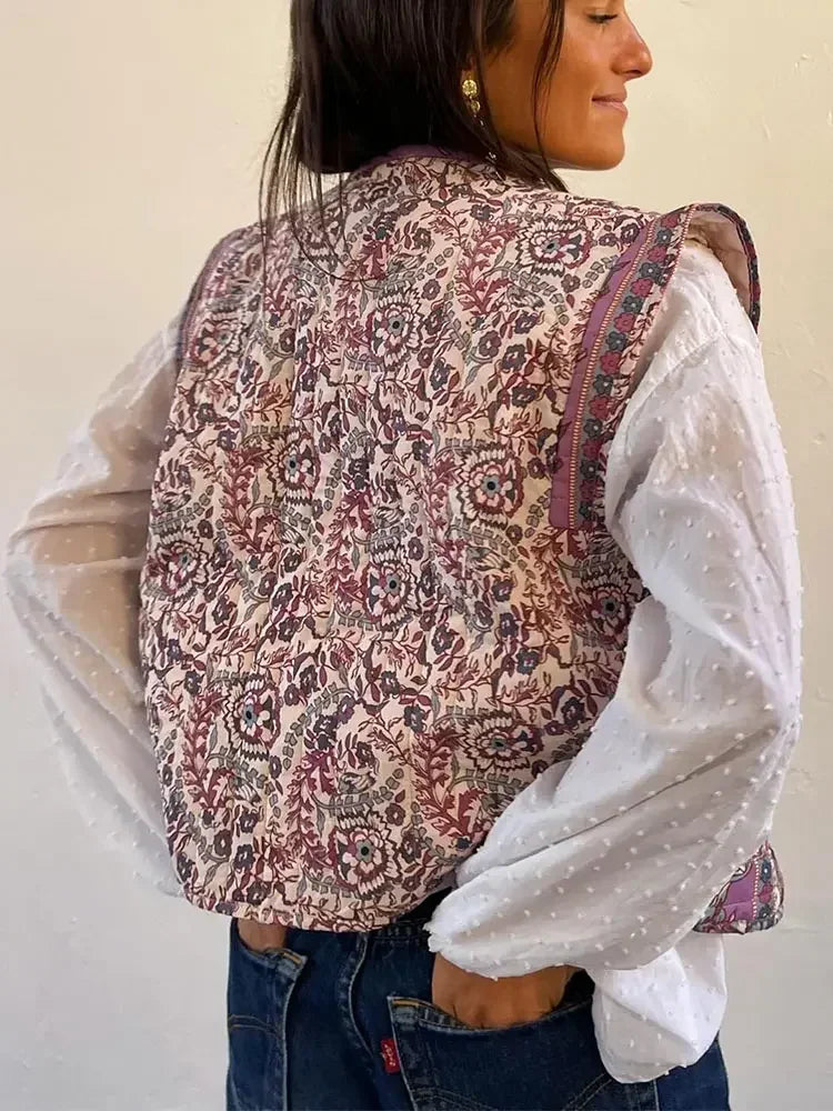 Lichtgewicht Gilet met Bloemenprint Comfortabel en Stijlvol