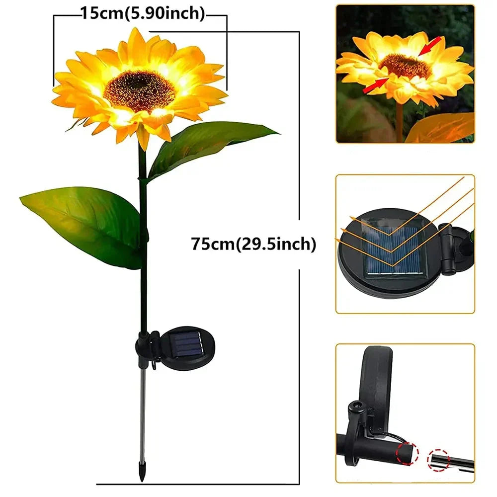 Zonnebloem Lamp Waterdicht Op Zonne-energie Met Solar Panel