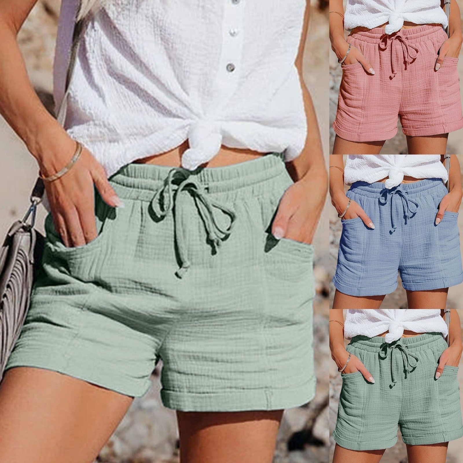 Katoenen Shorts Zomerse Vrouwelijke Stijl - Mode Vibes