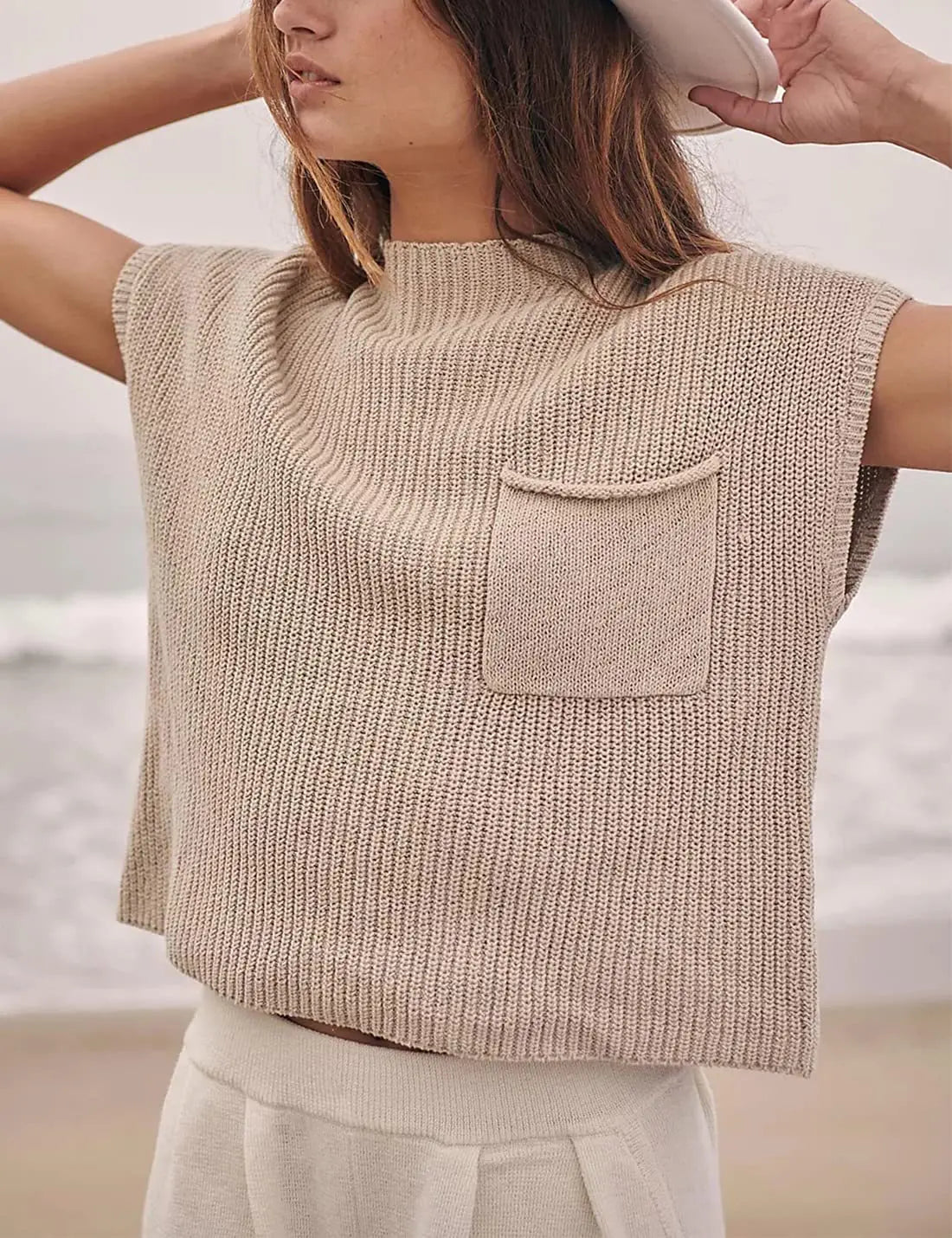 Dames Vest Zwart Leer Stijlvol