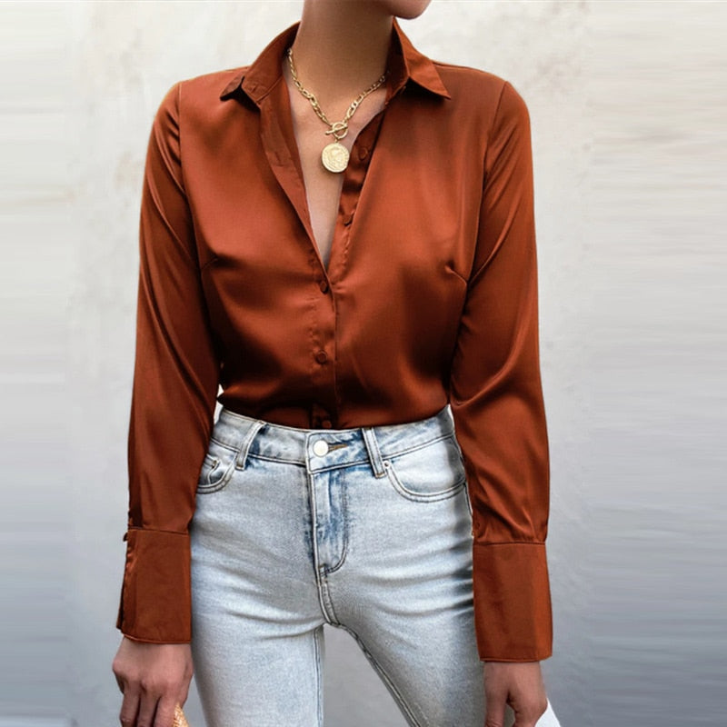 Satin Blouse Vrouwelijk Elegante Bloes voor Ieder Moment