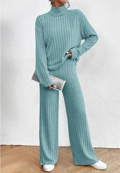 Gestreepte Gebreide Trui en Broek Set