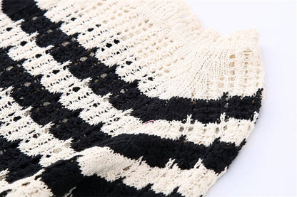 Dames Trui Wit/Zwart Gestreept Brede Hals Losse Vintage Sweater