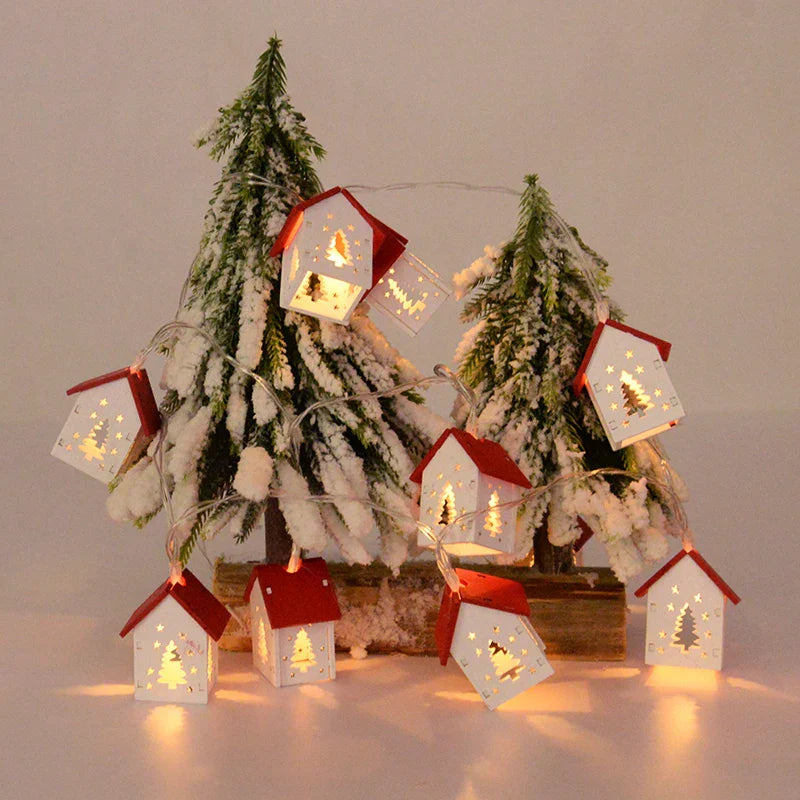Kersthuisjes Houten LED Verlichting Decoratie