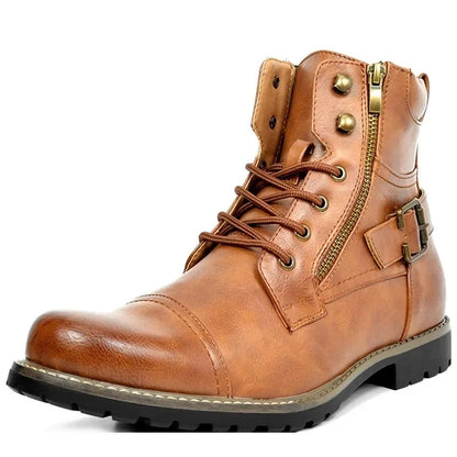 Leren Herenboots Robuust met Vetersluiting en Gesp