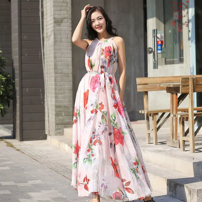 Betoverende Zonnewende Mouwloze Maxi Jurk