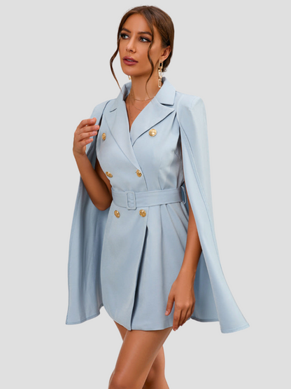 Dames Cape Jurk met Gouden Blazer Details
