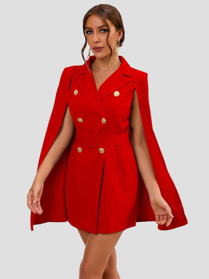 Dames Cape Jurk met Gouden Blazer Details
