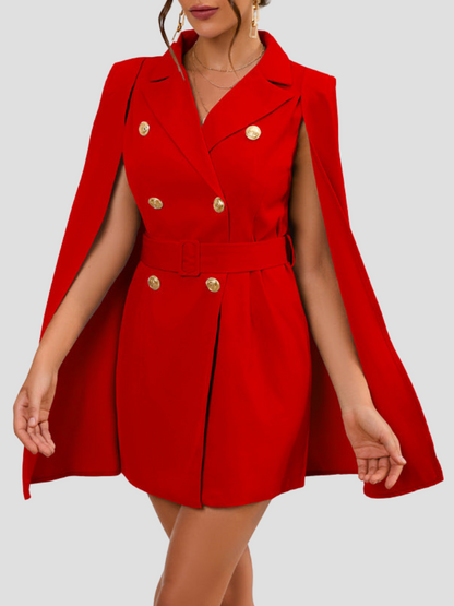 Dames Cape Jurk met Gouden Blazer Details