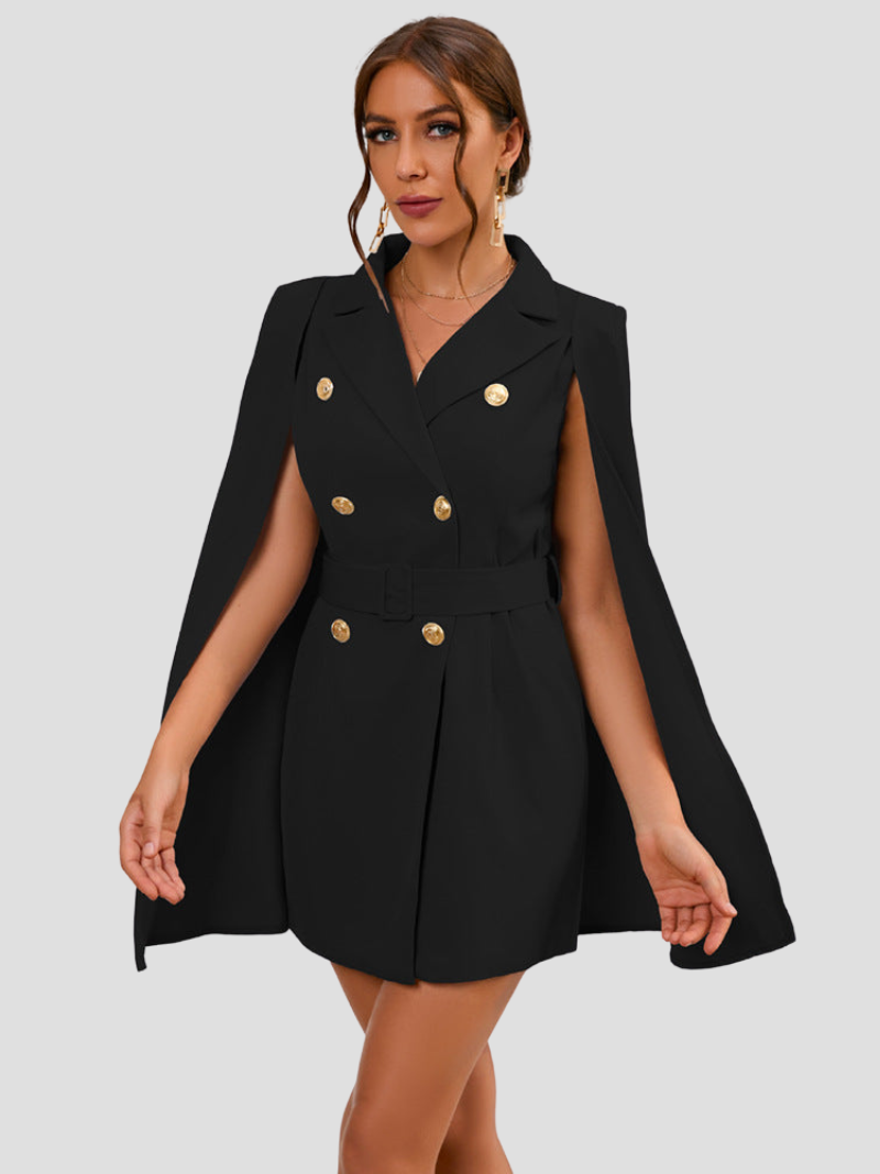 Dames Cape Jurk met Gouden Blazer Details