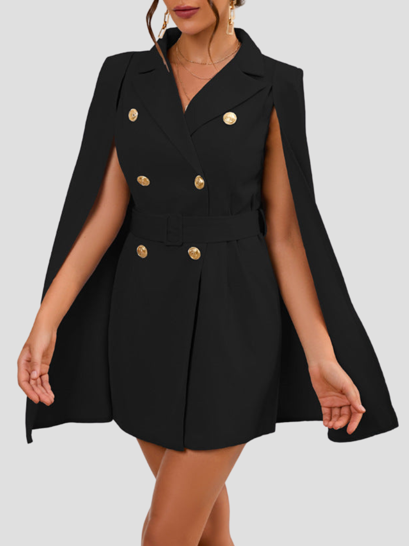 Dames Cape Jurk met Gouden Blazer Details