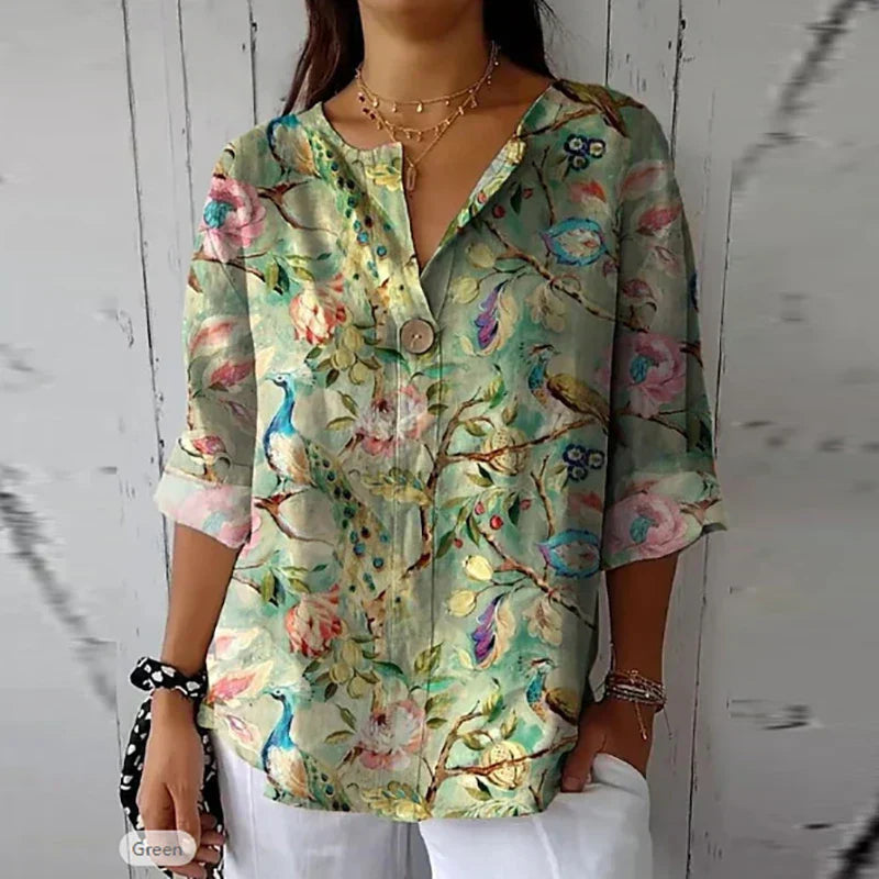 Sabine | Classica camicetta estiva con maniche lunghe in cotone