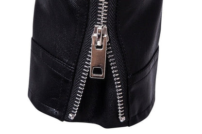 Leren Motorjas Heren Slim Fit met Opstaande Kraag