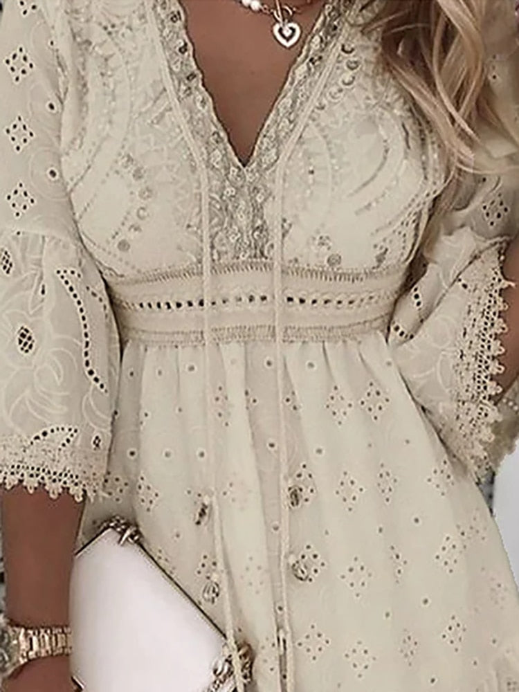 VELANORA  - Stijlvolle en Comfortabele Boho Ibiza Stijl Zomerjurk voor Vrouwen