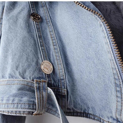 Diana | Giacca in denim con collo in pelliccia sintetica
