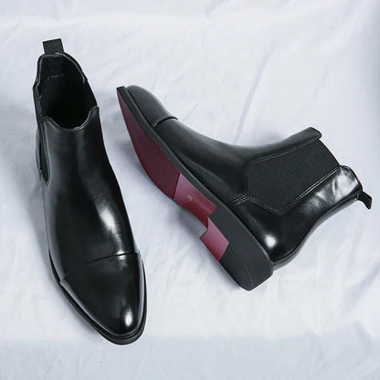 Chelsea Boots Glanzend Rood Zool Laag Stevig