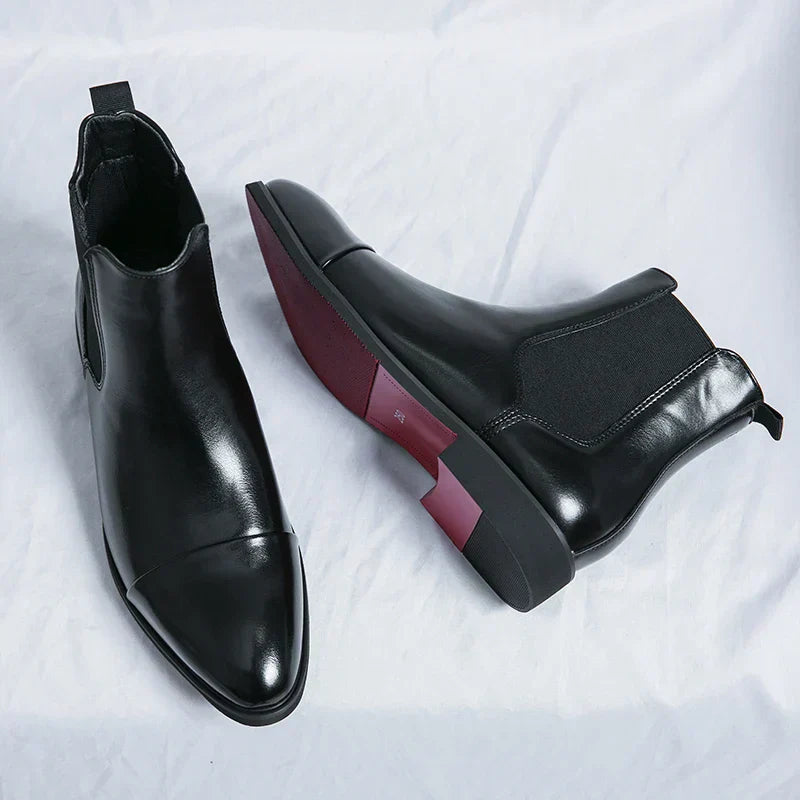 Heren Enkelboots met Rode Zool – Stijlvolle Chelsea Laarzen voor Elke Gelegenheid