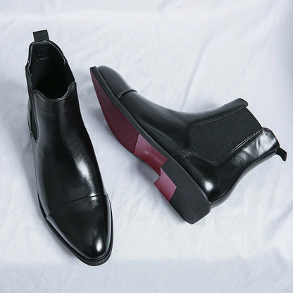 Heren Enkelboots met Rode Zool – Stijlvolle Chelsea Laarzen voor Elke Gelegenheid