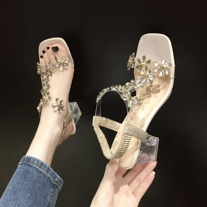 DivaGlow Bloemen Strass Sandalen