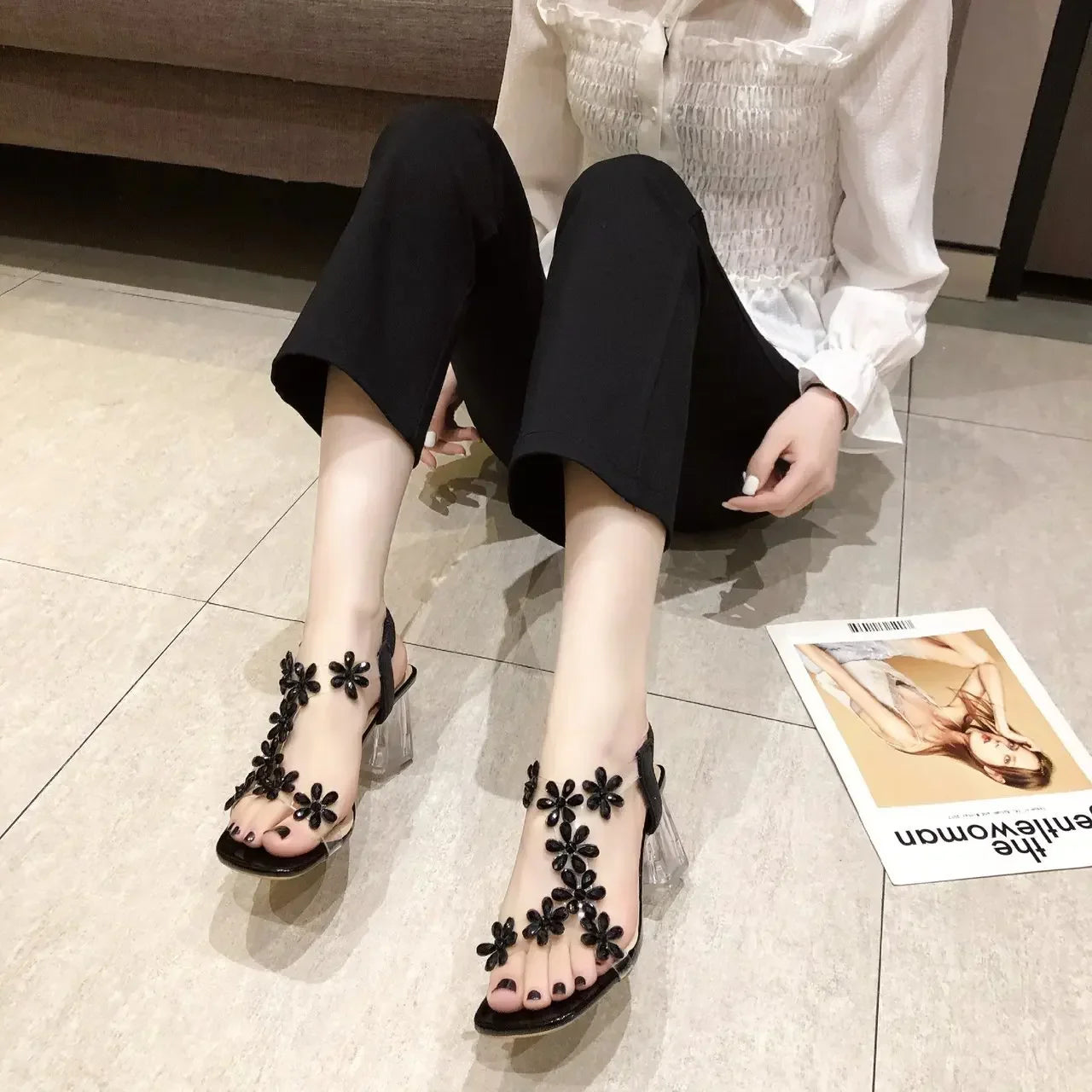 DivaGlow Bloemen Strass Sandalen