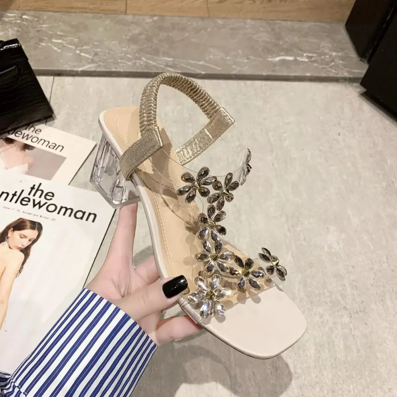 DivaGlow Bloemen Strass Sandalen