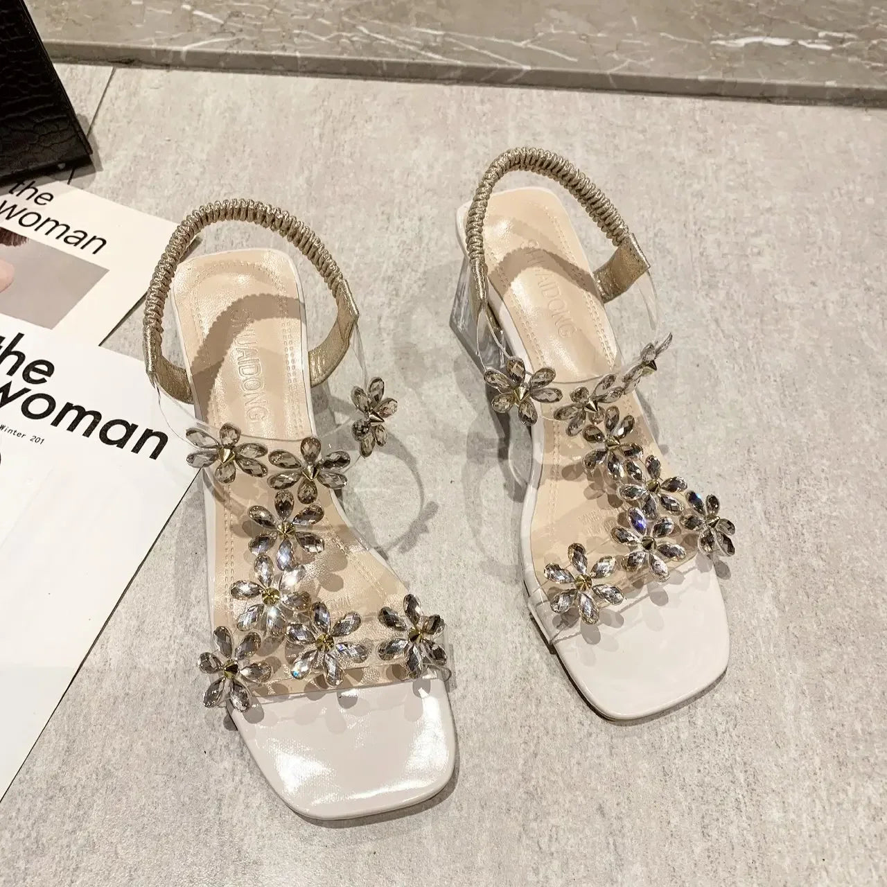 DivaGlow Bloemen Strass Sandalen