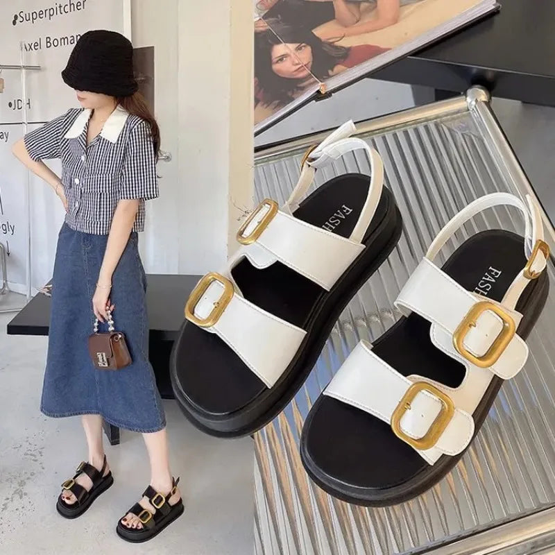 Zomerse Platform Sandalen met Metalen Gesp voor Vrouwen