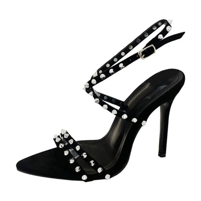 Sandalen - Streep Patroon, Hoge Hakken