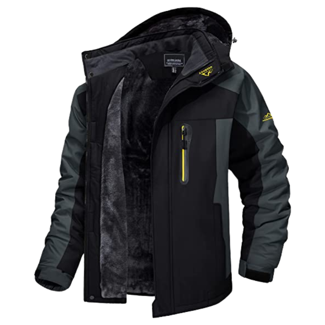 Waterdichte Heren Outdoorjas met Capuchon Warm Gevoerd