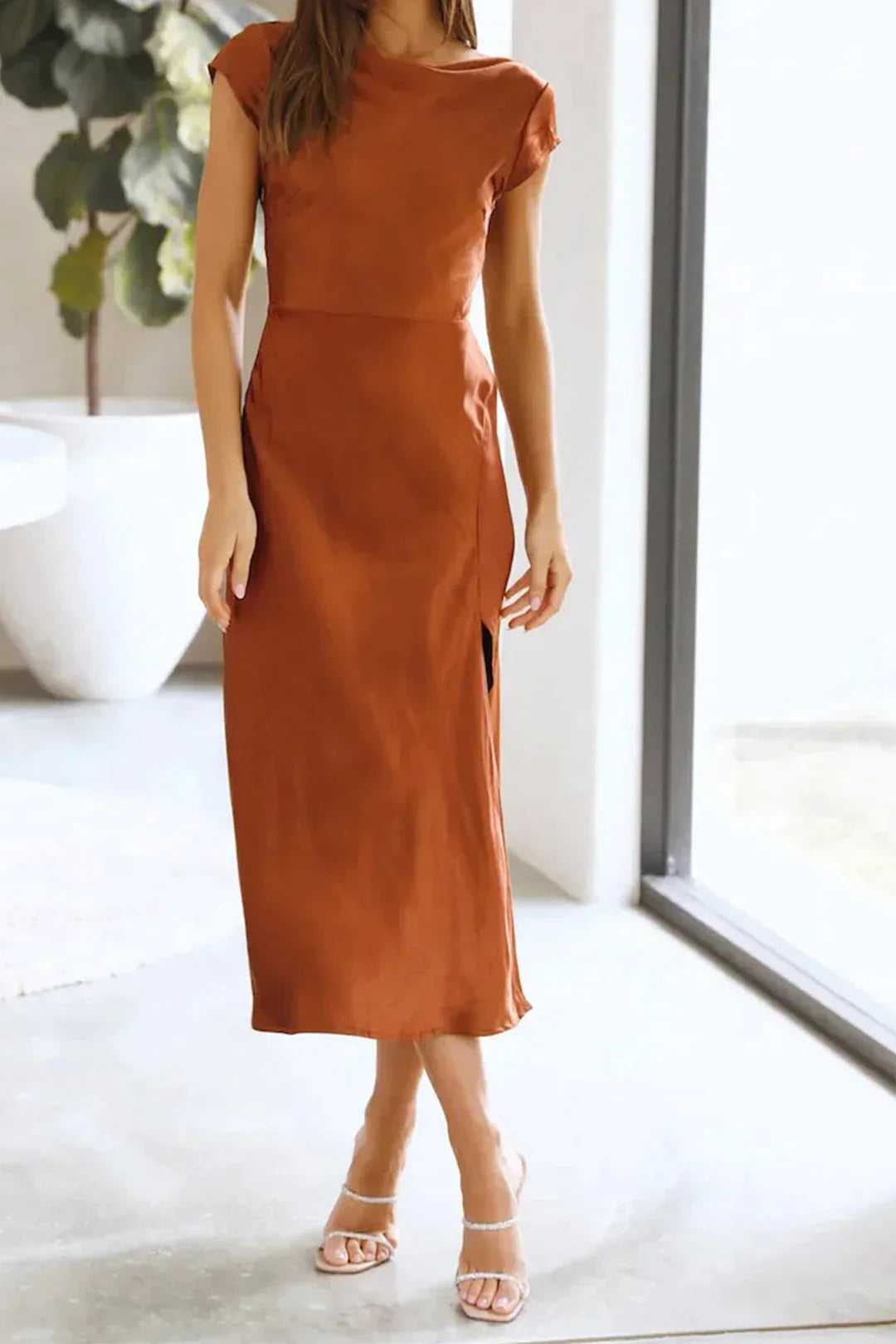 Elegante Slikjurk voor Vrouw Zwart Effen