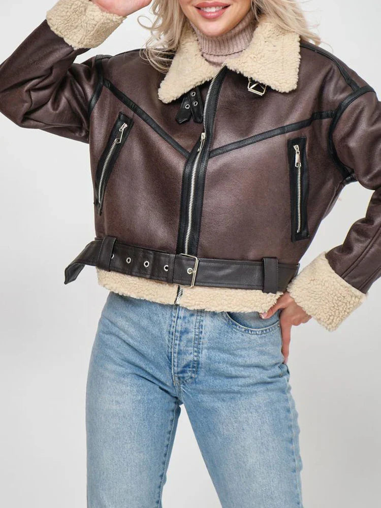 Vrouwen Faux Fur Mantel Zacht Lamswol Look