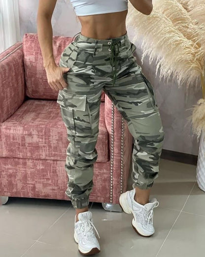 Camo Broek Comfy Casual Damebroek Stoer - Mode Vibes