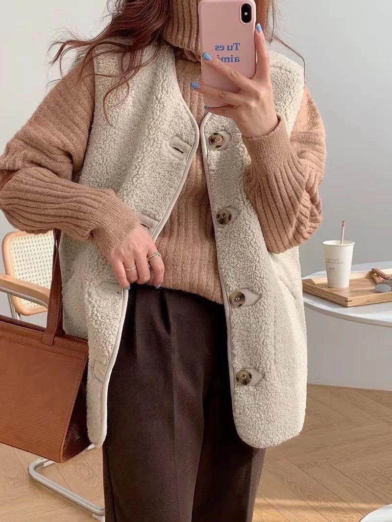 Gilet Anne Wollen Luxe Stijlvol Donkerbruin