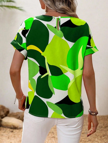 Vrouwelijke Blouse Korte Mouwen Leuke Print