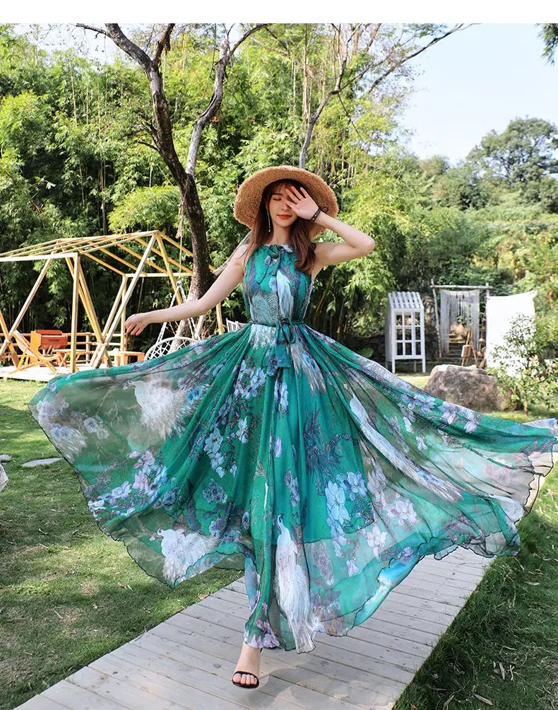 Betoverende Zonnewende Mouwloze Maxi Jurk
