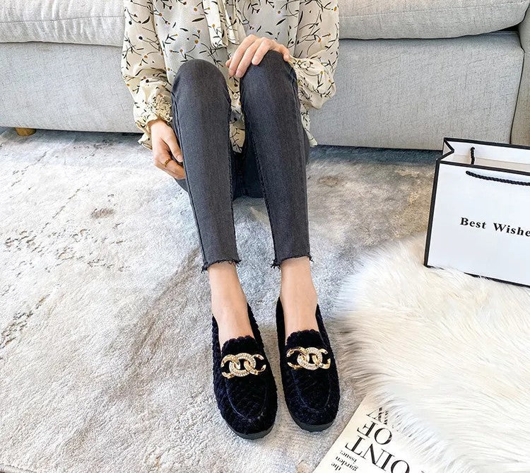 Warme Winter Loafers Met Glitter Effect