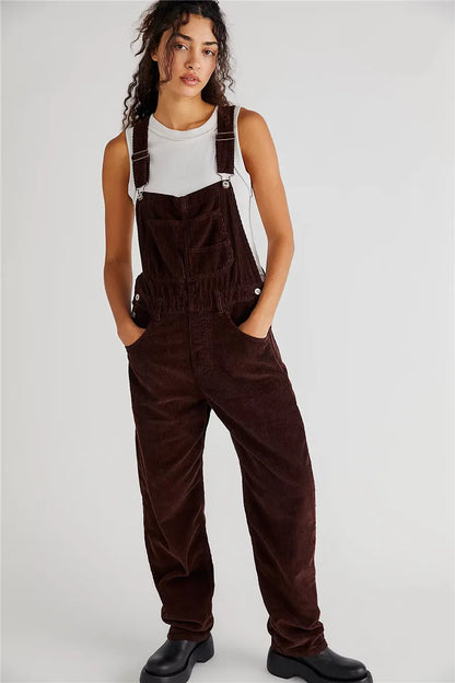Retro Corduroy Overall voor Dames - Mode Vibes