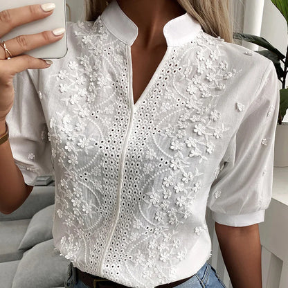 Damesblouse Geborduurd Bloemencollectie Elegant