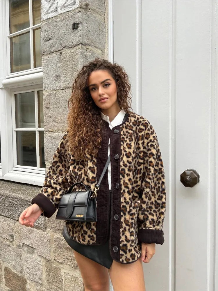 Jas Luipaardprint Dames Leder Look - Mode Vibes