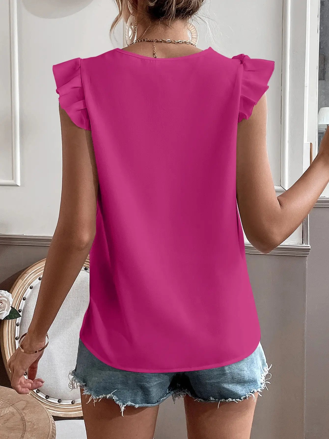 Vrouwelijke Blouse met Kanten Borduurwerk en Franje