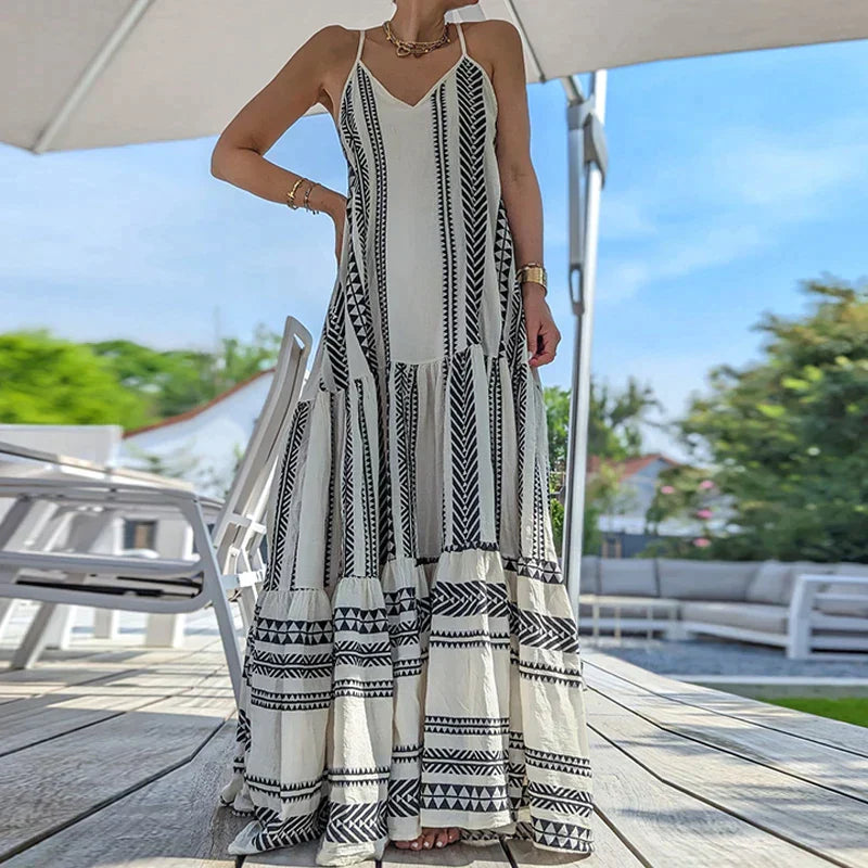 Mouwloze Jurk met Ruches en Bloemenprint Zomerjurk - Mode Vibes