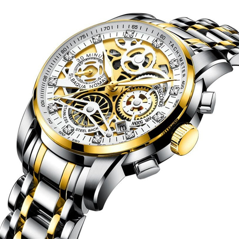 Herenskeletonhorloge Eclipse Zwart Leerband